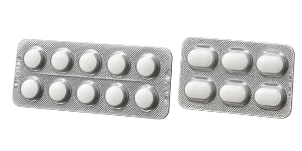 Two blister packs of tablets side by side