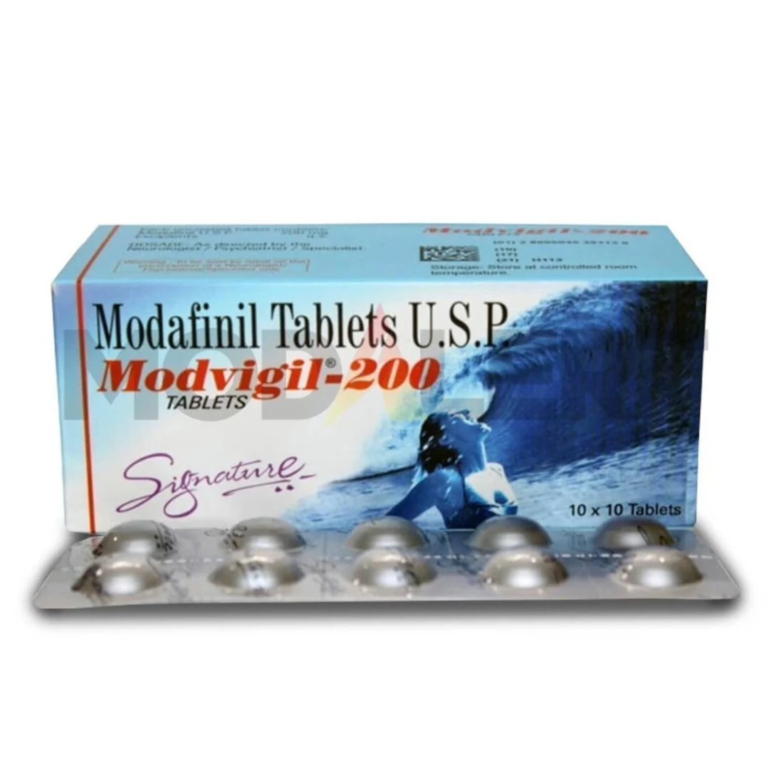 Buy Modvigil UK 200mg modafinil tablets box and blister pack