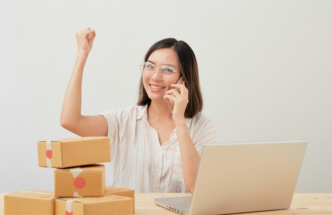 Person ordering online on a laptop