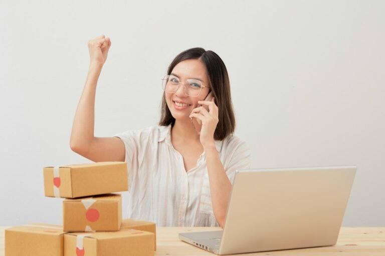 Person ordering online on a laptop